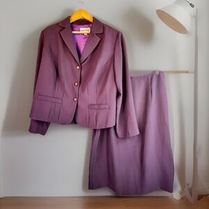 Danny & Nicole Skirt Suit 16 W Purple Pleats Career Timeless Classic